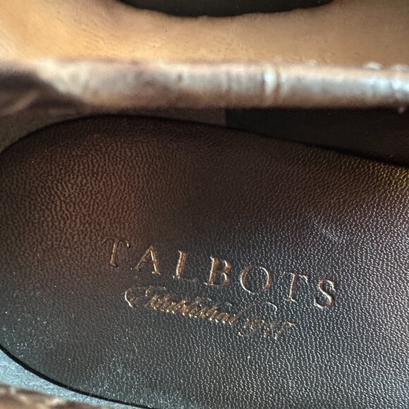 NWOT Talbots Crocodile Embossed Leather Tassle Loafers Womens Size 8 1/2 AA Grey - Picture 7 of 9